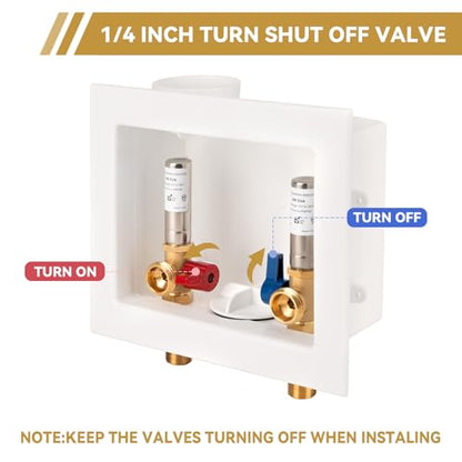 Washing Machine Outlet Box with Stainless Steel Water Hammer Arrestor, 1/2 Inch MIP&SWEAT x3/4 Inch MHT with Center Drain, Washer Faucet Recessed Box, Laundry Washer Valve Outlet Box - color: MIP&Sweat/SS Arrestor