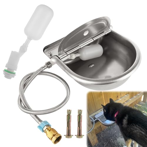 YAYODS Automatic Dog Water Bowl Dispenser with Float Valve, Stainless Steel Auto Self Filling Animal Waterer Feeder for Outdoor Livestock, Chicken, Cow, Horse
