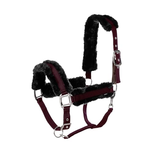 Equinavia Valkyrie Ultra Fleece Soft Padded Horse Halter Breakaway | Adjustable Break Away Halter for Horses, Nylon Webbing Design, Soft Breakaway Halters for Horses, Safety Release for Handling - color: Plum Wine/Black, size: Horse