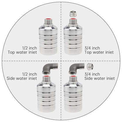 2pcs 1/2 inch Water Float Valve, 304 Stainless Steel Automatic Water Level Control Float Valve 1/2in to 3/4in Auto Shut Off for Fish Tank Swimming Pool Livestock Trough - style: Style 2
