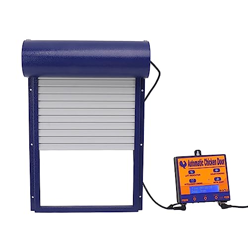 Automatic Chicken Coop Door, Solar Powered 3 in 1 with Timer HD LED Display for Chicken Duck Goose (Blue) - color: Blue
