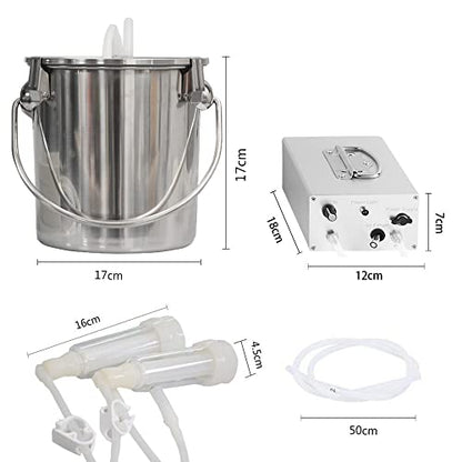 3L Goat Milking Machine,13200mAh Rechargeable Battery & Adjustable Suction Pulsation Vacuum Electric Milker,Portable Automatic Breast Pump with 2 Teat Cups Stainless Steel Bucket for Goats - size: 3L Goat Battery