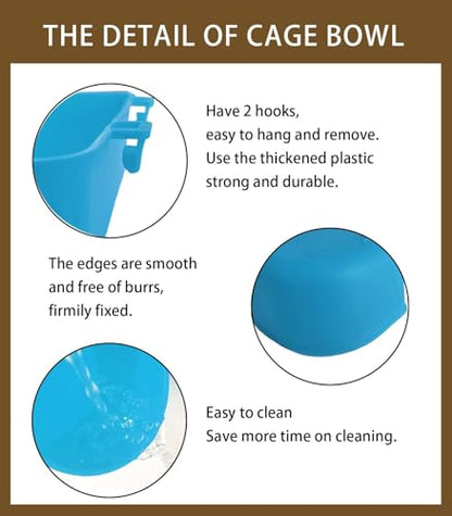20 Pack Cage Cups Feeder Waterer Food Bowl 25 OZ Water Dispenser Hanging Seed Dish Drinking Coop Cup Treats Container for Chicken Bird Rabbit Bunny Parakeet Pigeon Small Animal Poultry Cat - size: Blue 25 OZ Pack of 20