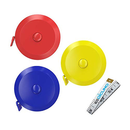 DiCUNO 60-Inch 1.5 Meter Soft and Retractable Tape Measure Medical Body Measurement Tailor Sewing Craft Cloth Dieting Measuring Tape (3 Colors Package with Soft Tape) - color: 3 Colors (Red/Blue/Yellow)