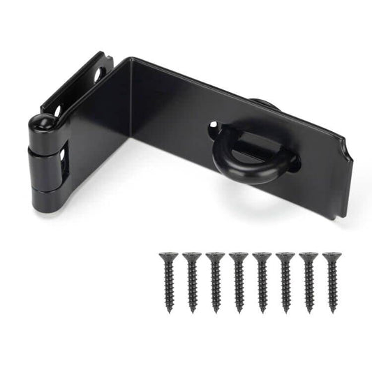 HILLMASTER Door Hasp Latch 90 Degree, 7-3/4" Extra Thick Heavy Duty Steel Safety Gate Door Lock Padlock Clasp Hasp Lock Latch for Fence Gate Barn Door Shed Closet Cabinet, Black Finish - size: Bendable