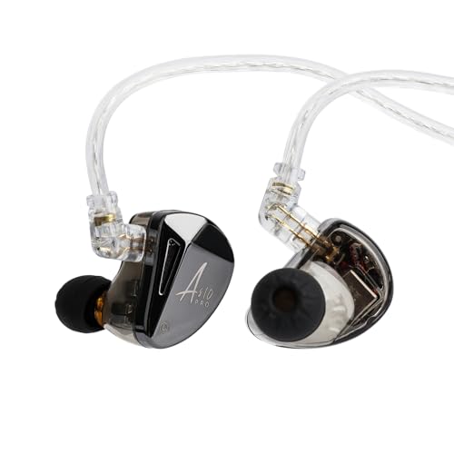 Linsoul x KZ AS10 PRO 5BA Wired Earbuds, HiFi in-Ear Earphones with Mirror Polygon Faceplate, 2 Pin Detachable Cable for Audiophile (Without Mic) - size: Without Mic