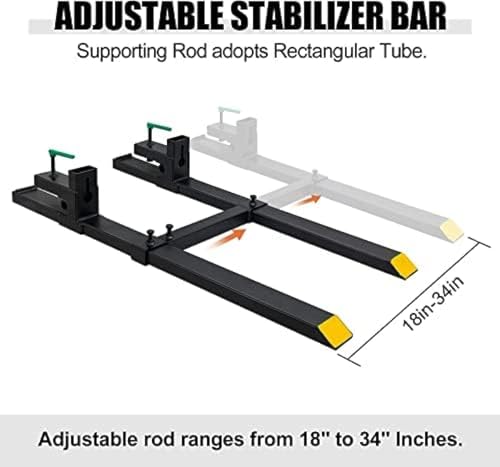 Clamp On Debris Forks To 48-60" Bucket, Heavy Duty Pallet Fork Fit For Loader Bucket Skidsteer Tractor,60''with Stabilizer Bar 4000LBS - size: 60''with Stabilizer Bar 4000LBS
