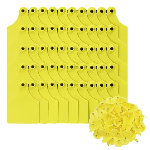 Cattle Ear Tags TPU Blank 100PCS Oversize Big Livestock Identification Animal Marker Tags for Cows Pigs Hog Goats Sheep Calf (Yellow) - style: Yellow