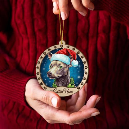 Personalized American Hairless Terrier Ornament, American Hairless Terrier Christmas Ornament, Custom Name American Hairless Terrier Dog Suncatcher for Christmas Tree - color: American Hairless Terrier