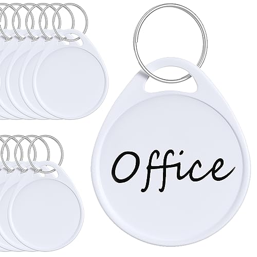 Uniclife 1.5 Inch Tough Plastic Key Tags Sturdy Round White Item Identifiers with Blank Paper Label Stickers and Split Rings, 200 Pack - color: White, size: 200 PCS