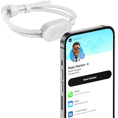 Authentic Patented Popl Bracelet™ (Avoid Fake Knockoffs) - Smart NFC Networking Card - Simply Tap to Exchange Contact Info, Capture Leads, & Manage Contacts (White) - color: White Rope Style