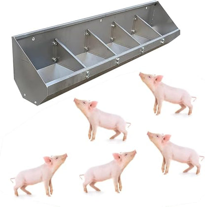 5 6 7 8 10 Bit Livestock Feeders for Outside/Indoor Farms/Sheds Pen, Large Capacity Pig Feeders and Waterers with Screws, Stainless Steel Poultry Animal Feed Troughs(1m/3.3ft 5bit) - size: 1m/3.3ft 5bit