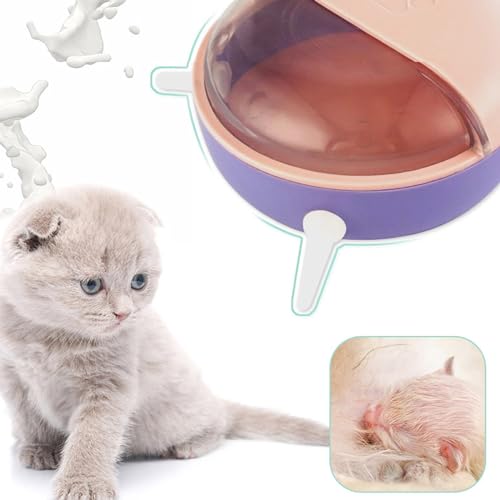 Pet Milk Dispenser Dog Cats Feeding Bowl for Small Animal Whelping 4 Nipples Pet Feeder - color: Purple