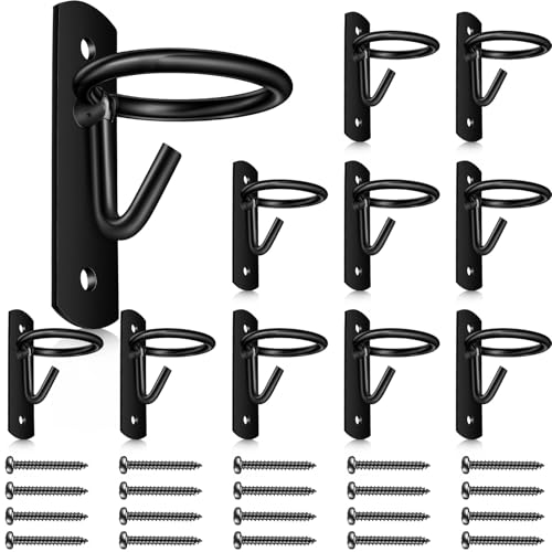 Dunzy 10 Pcs Bucket Hooks Bucket Holder for Horse Stall Metal Equestrian Horse Water Hook Hangers Horses Stall Feed Barn Farmhouse Supplies(Black) - color: Black