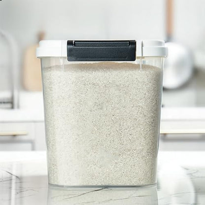 HANAMYA 40 LB Rice Storage Container with Measuring Cup, BPA free, For Rice | Grain | Pet Food | Flour, 2 count, Clear & Black