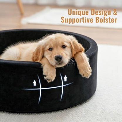 39 Inch Round Dog Bed Ball Pit, Indoor Playpen for Cats and Small Dogs, Dual Use Pet Play and Rest Area, Black (Balls Not Included) - color: Black