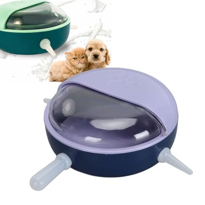 FILFEEL Pet Nursing Bottle with 5 Nipples and Lid, Silicone Puppy Kitten Milk Feeder Bowl, Choking Prevention Breastfeeding Device for Newborn Dogs Cats Small Animals, - color: Purple