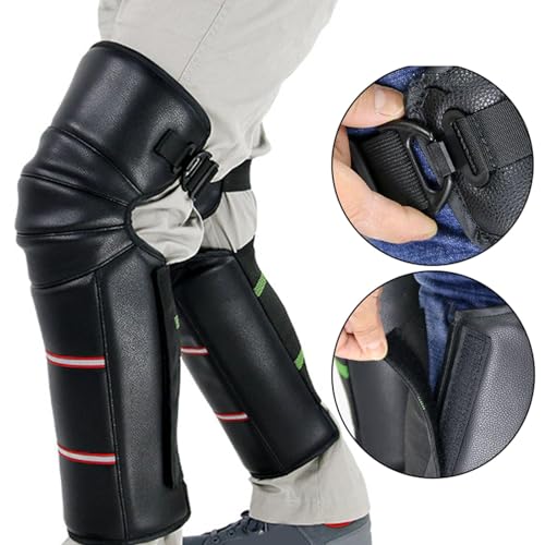 Leg Gaiter Windproof Motorcycle Leg Gaiter Knee Guard Winter Skating Leg Cover PU Leather Suitable for Biking Skating Hiking Outdoor, PU Leather Reflector