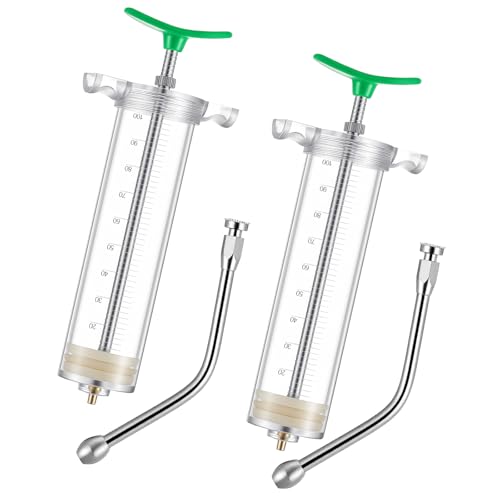 Threlaco 2 Pcs 100ml Large Drench Gun for Goats Large Dosage Feeding Gun Reusable Veterinary Medicine Syringe Continuous Dosing Feeding Dispenser for Goat Sheep Cattle Horse Livestock(Green) - color: Green, size: 100ml, style: Stylish