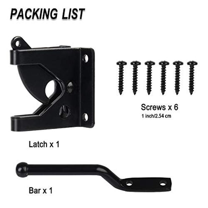 Self-Locking Gate Latch,Automatic Gravity Lever Latch for Wooden Fence Post Mount, Door Latch for Secure Pool,Garden,Shed,Black Powder Coated for Rust Resistance