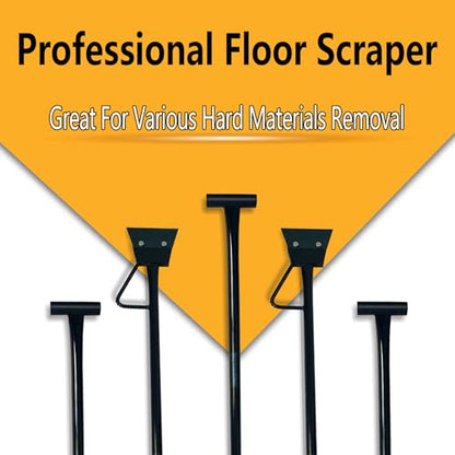 Black Color Heavy Duty Spring Steel Concrete Floor Scraper with 50" Long Length T-handle and Foot kick-Replaceable Steel Blade. (floor scraper)
