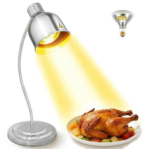 WICHEMI Food Heat Lamp 250W Commercial Heat Lamp for Food Stainless Steel Food Warmer Lamp Portable Electric Catering Food Warming Lamp for Buffet Parties Restaurant Kitchen, Silver - color: Silver, size: Single-Head