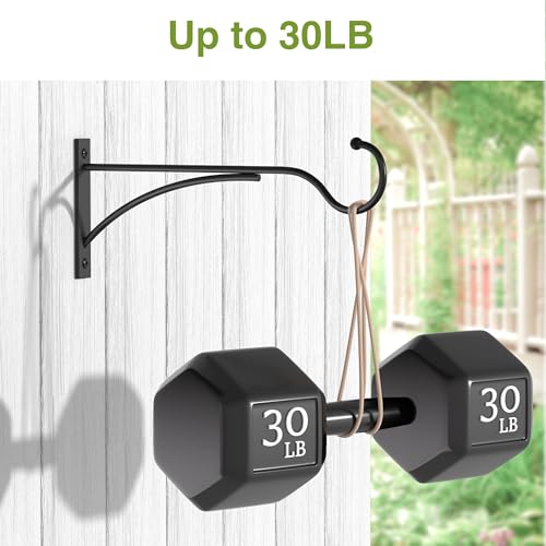 saffruff 11 Inch Heavy Duty Plant Hangers Outdoor, Metal Plant Brackets for Hanging Baskets, Plant Wall Hooks for Bird Feeders, Wind Chimes & Lanterns, Premium Metal Hooks Matte Black, 30lbs Capacity - size: 11 in, 1 pk