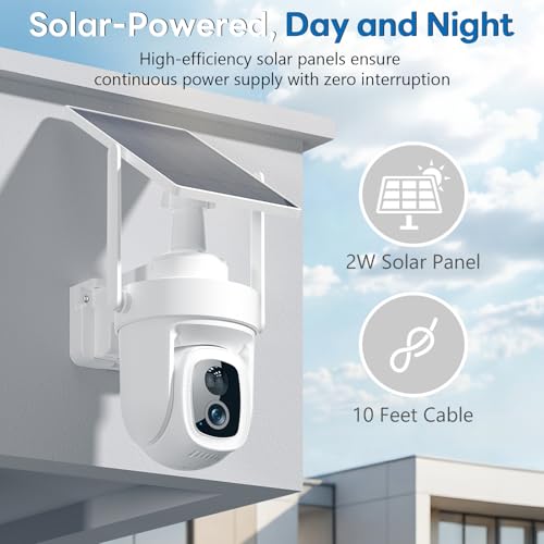 4K Security Cameras Wireless Outdoor with local storage Base,No Subscription Required,Solar-Powered,Home Security Cameras System with 360° Pan&Tilt,Auto Tracking,5G & 2.4G Router Compatible,2 cam kit - size: 2 Cam kit