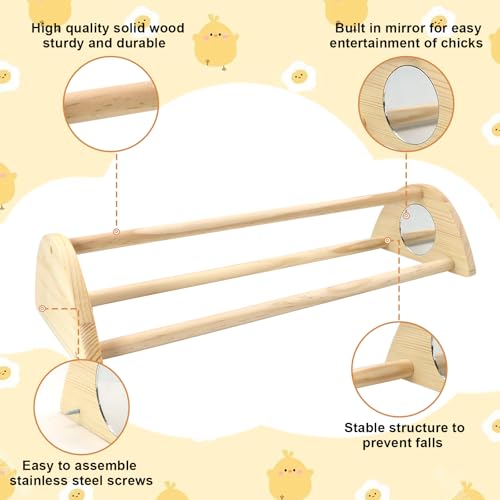 Chicken Perch with Mirror Roosting Bar for Baby Chicks Chick Jungle Gym Roosting Bar Strong Wooden Baby Chick Perches