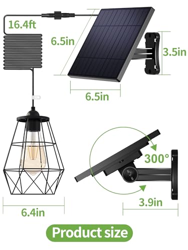 intelamp Solar Pendant Lights Indoor Outdoor, 4000mAh Gazebo Shed Chandeliers with Remote Dust to Dawn Mode 16.4Ft Hanging Lighting Interior for Outside Barns Toolsheds Chicken Coop - size: Diamond (1-Pack)