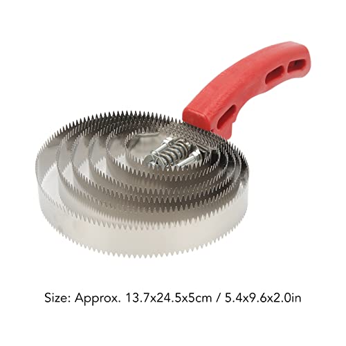 HERCHR Horse Grooming Brush, 6 Rings Reversible Stainless Steel Curry Comb with Comfortable Touch Grip, Livestock Hair Scraper Shedding Supplies for Horse Cow Sheep Dog Donkey Cattle