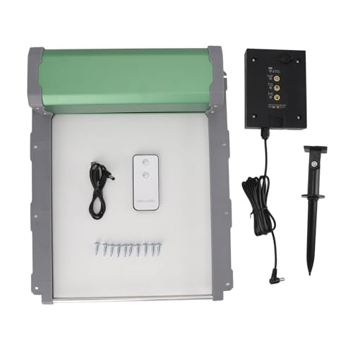 Pilipane Solar Powered Automatic Chicken Coop Door Opener IP67 Timer Light Sensor Remote Control Manual for Ducks Geese Chickens Poultry Aluminum PP Material 37x30cm
