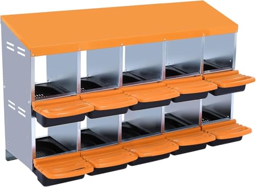 Chicken Nesting Boxes - 8 Hole Metal Nesting Boxes for Chickens,with Lid Cover, Easy Egg Collection for Chicken Coop, Hen Roosting & Laying Eggs,Roll Away Design - color: Yellow, size: 8 holes
