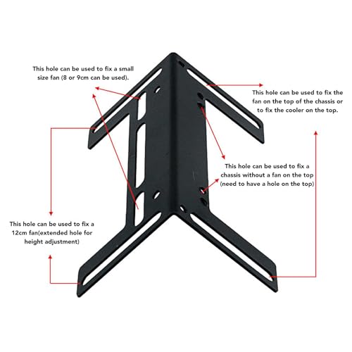 Computer Cooling Fan Mounting Bracket, Stainless Steel Bracket with Multiple Screw Holes for 80mm 92mm 120mm Case Fans PC Cooling System Enhancement (Black)