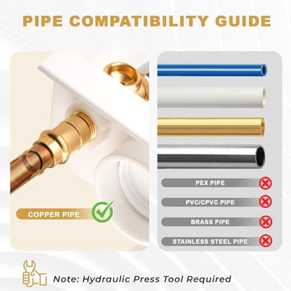 Press Washing Machine Outlet Box with Stainless Steel Water Hammer Arrestor, Center Drain, 1/2 Inch Press (Copper Pipe Only, Press Tool Required) x 3/4 Inch MHT, Washer Faucet Recessed Box - color: PRESS/SS Arrestor