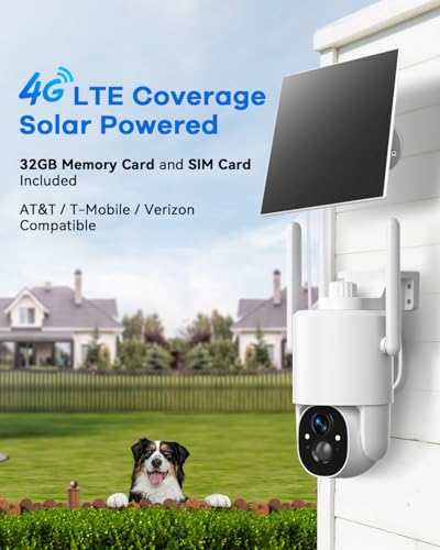 Thybro 4G LTE Security Camera No WiFi Required: 2K HD, Solar Powered, 360° PTZ & Infrared Night Vision – Wireless Outdoor Surveillance for Remote Home, Farm, Business & Backyard