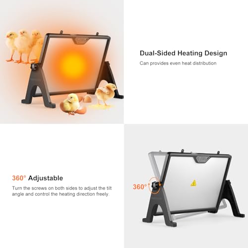 Heat Plate for Chicks, Upgraded Brooder Plate for Chicks, 180W Adjustable Temp 86-167°F Chick Heating Plate with Timer, Energy Saving Chicken Coop Heater for Poultry Brooder, UL Certified