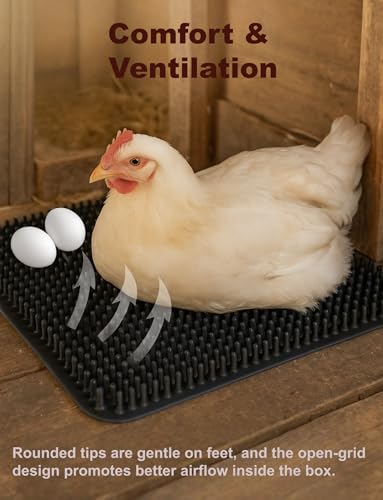 Washable Nesting Pads for Chicken Coop, 4-Pack, 13×11 in Chicken Laying Pads, Trim-to-Fit Open-Grid Design for Cleaner Eggs (Light Gray)