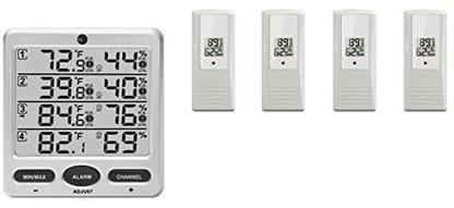 Ambient Weather WS-10-X4 Wireless Indoor/Outdoor 8 Channel Thermo-Hygrometer with Four Remote Sensors