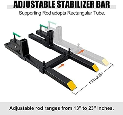 Clamp On Debris Forks To 48-60" Bucket, Heavy Duty Pallet Fork Fit For Loader Bucket Skidsteer Tractor,43''with Stabilizer Bar - size: 43''with Stabilizer Bar