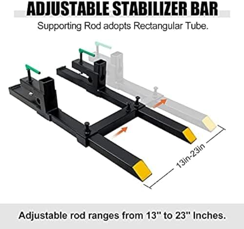 Clamp On Debris Forks To 48-60" Bucket, Heavy Duty Pallet Fork Fit For Loader Bucket Skidsteer Tractor,60''with Stabilizer Bar 1500LBS - size: 60''with Stabilizer Bar 1500LBS