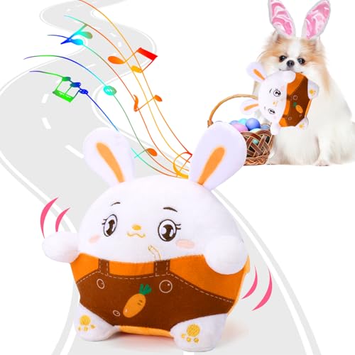 BABORUI Interactive Dog Toys Bunny, Jumping Squeaky Easter Dog Toys with Recording and Music Modes, Rechargeable Moving Dog Easter Rabbit Toys for Small/Medium/Large Dogs to Keep Them Busy(Bunny) - color: Bunny