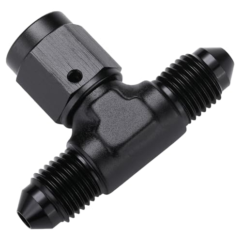 3AN Male Flare Tee T Fitting Adapter with AN3 Female Swivel On Side Aluminum Black - size: 3AN