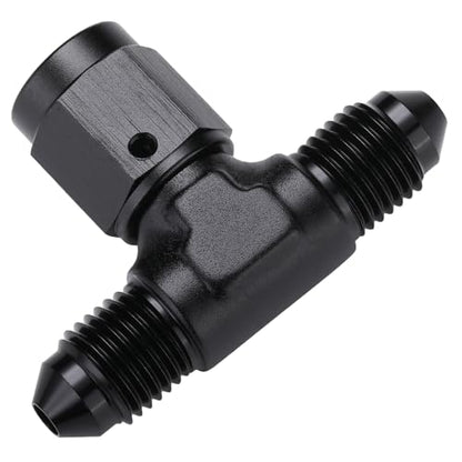 3AN Male Flare Tee T Fitting Adapter with AN3 Female Swivel On Side Aluminum Black - size: 3AN