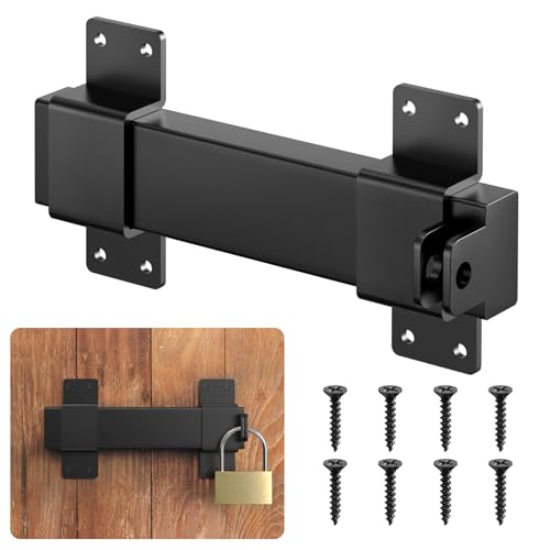 7.5" Slide Gate Latch with Padlock Hole, Adjustable Gate Latch for Wooden Fence, Heavy Duty Gate Latch for Sliding and Swing Open Door,Barn Door,Outdoor Fence,Shed,Yard,Cottages