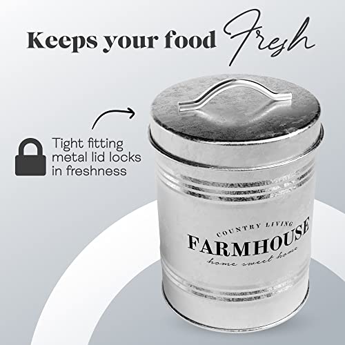 Amici Home Farmhouse Galvanized Canister | Dry Food Storage Container | Airtight Lid | 76 Oz Capacity | Farmhouse Décor | Rustic Metal Canister for Kitchen Countertop