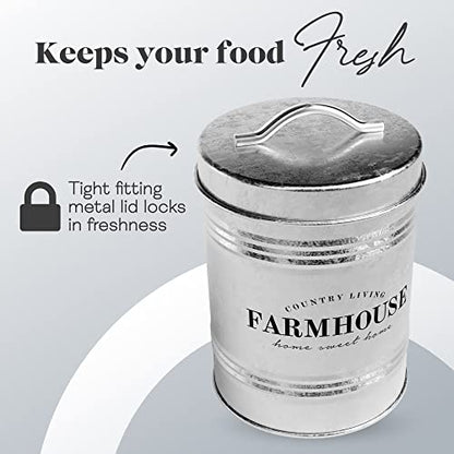 Amici Home Farmhouse Galvanized Canister | Dry Food Storage Container | Airtight Lid | 76 Oz Capacity | Farmhouse Décor | Rustic Metal Canister for Kitchen Countertop