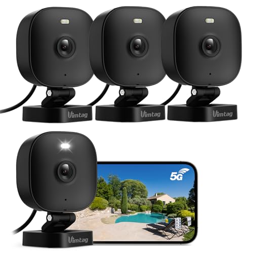 VIMTAG 2.5K Security Camera Indoor/Outdoor, Cameras for Home Security with Color Night Vision, AI Human Detection, Spotlight/Siren, Pet/Baby Monitor, IP66, 2-Way Audio,Works with Alexa, Wired, 4 Pcs - color: 4Pack, Black