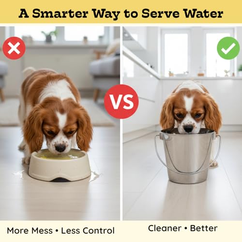 1 quart Heavy Duty Stainless Steel Round Bucket with Handle | 0.25 gal Sturdy Food & Water Bowl for Small Bird Dog Cat & Livestock | Fits kennel Crate Cage Farm | Hanging Utility Pet Pail - size: 1 Quarts
