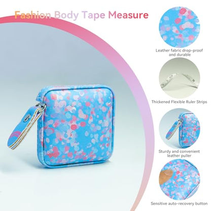 Mini Retractable Soft Tape Measure for Sewing, Fabric, Body Measurements - Emerald Green+Ice Blue - color: Emerald Green+Ice blue